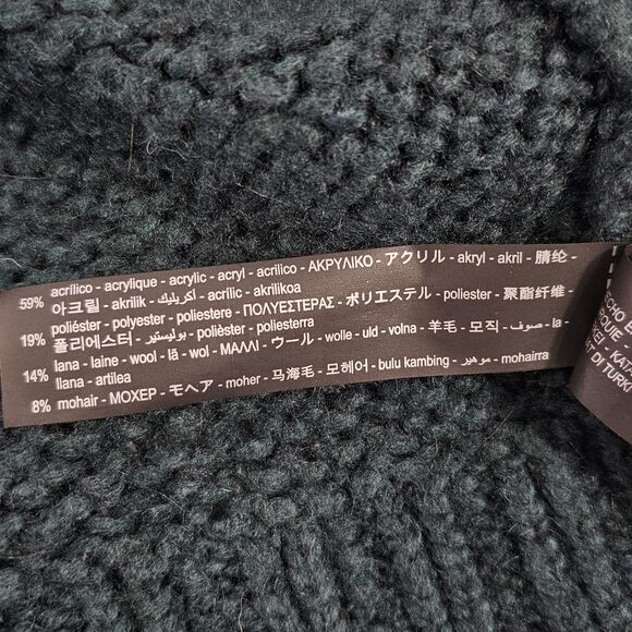 Zara Chunky Knit Hooded Sweater Dark Green Cozy Mohair Blend Oversized Size S - Picture 5 of 8